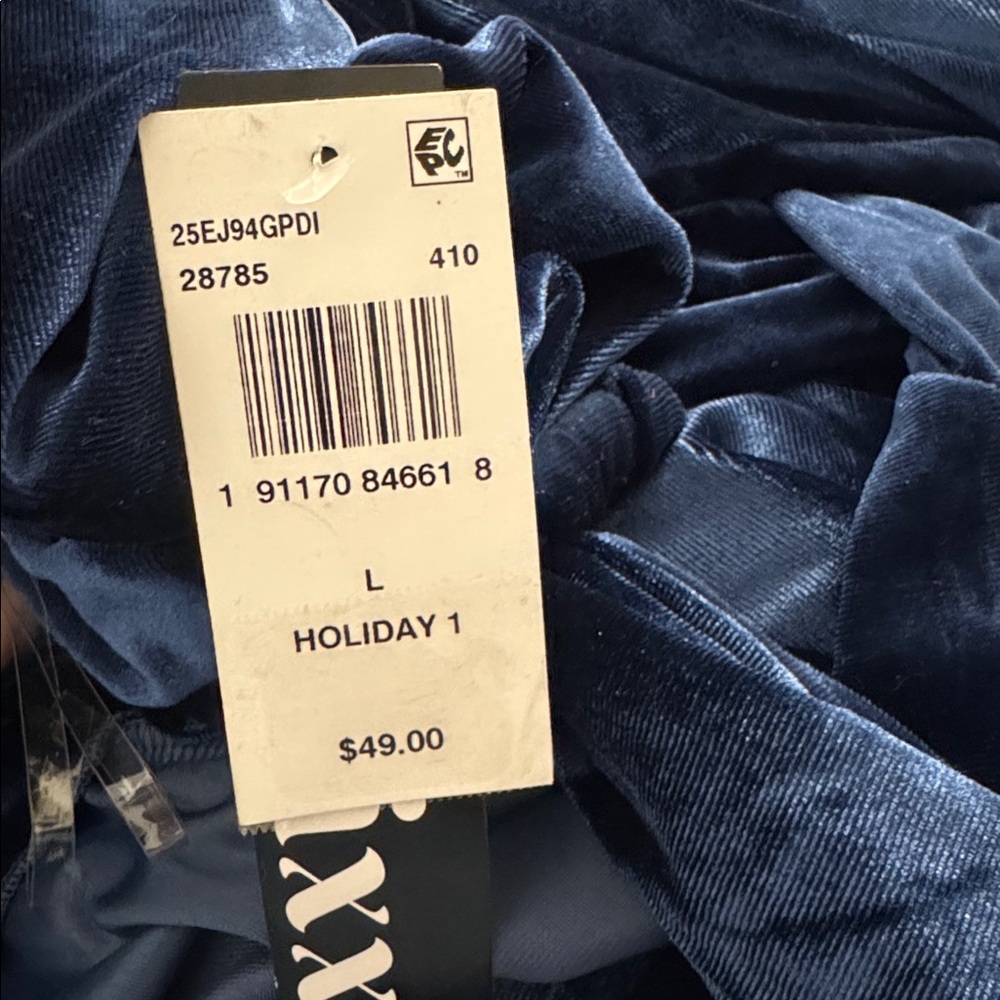 Trixxi Juniors' Puff-Sleeve Faux-Wrap Velvet Dress Blue NWT Prom Occasion Party - Picture 9 of 9